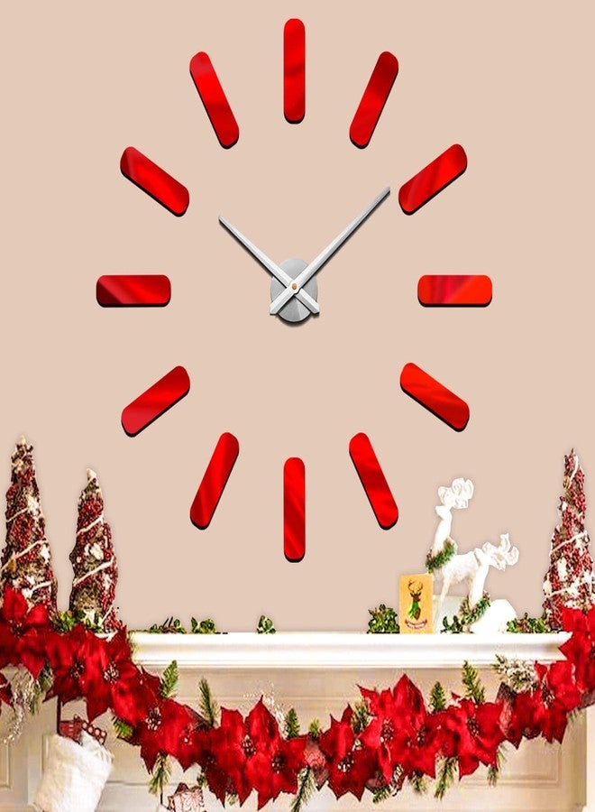 VANGOLD Frameless Wall Clock, 3D Modern Trend Wall Clocks for Living Room Decor, DIY Large Wall Clock Easy to Install Silent and Size Adjustable, Suitable for Kitchen, Farmhouse, Bedroom (Red) - Image 1